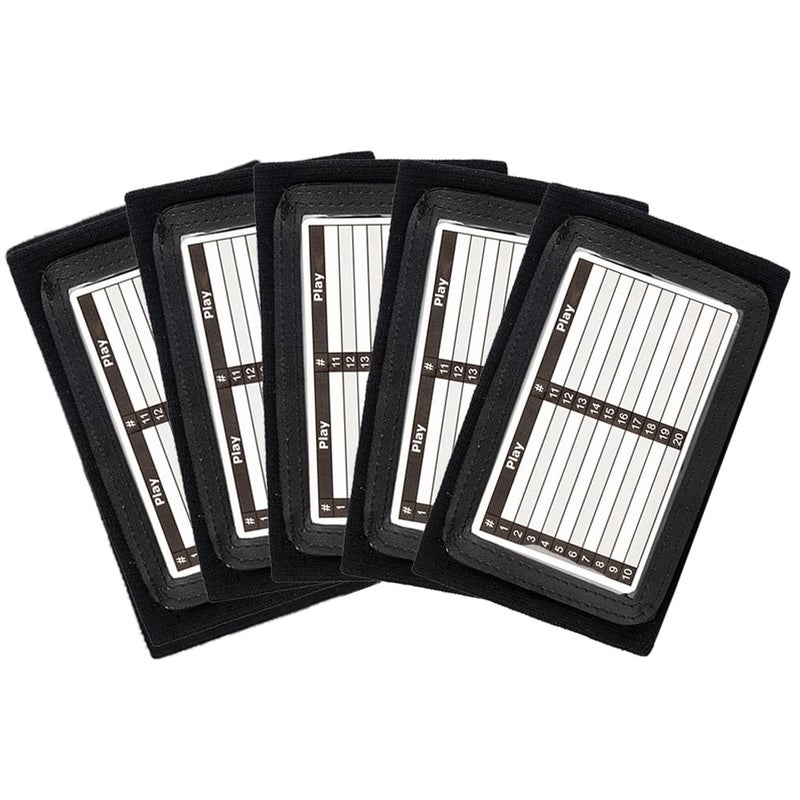 CHLPRO 5 Pack Youth Quarterback Wristband - Triple Windows QB Wristband - 3 Playsheet Compartments- Great for Football, Baseball, All Sports(Black) - Image 1